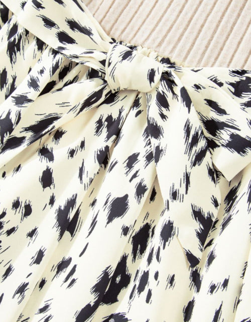 Load image into Gallery viewer, Printed Tie Waist Mock Neck Long Sleeve Dress

