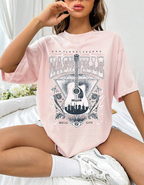 Load image into Gallery viewer, Guitar Graphic Round Neck Half Sleeve T-Shirt
