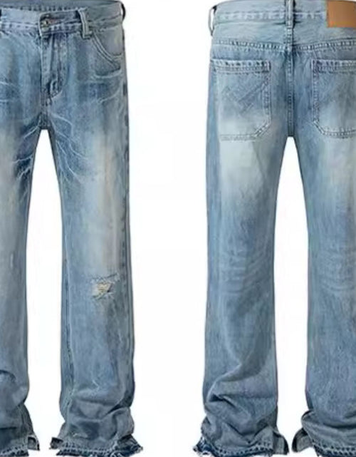 Load image into Gallery viewer, Men's Distressed Raw Hem Jeans

