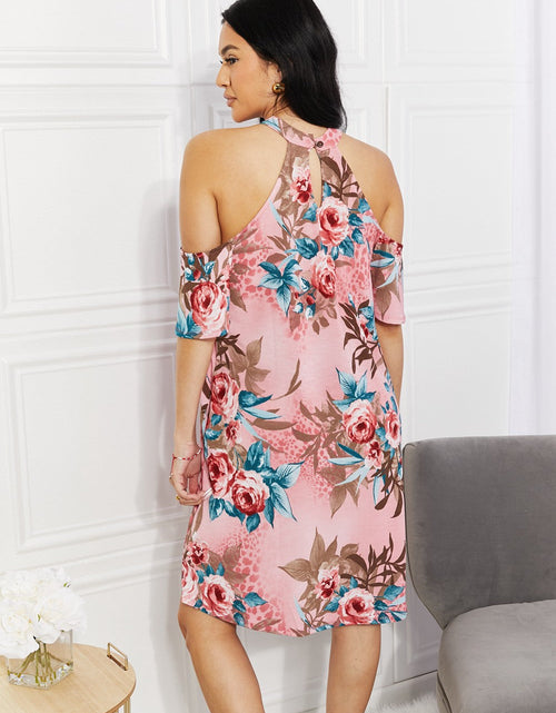 Load image into Gallery viewer, Sew In Love Full Size Fresh-Cut Flowers Cold-Shoulder Dress
