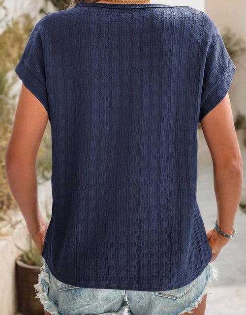 Load image into Gallery viewer, Textured Round Neck Short Sleeve Top
