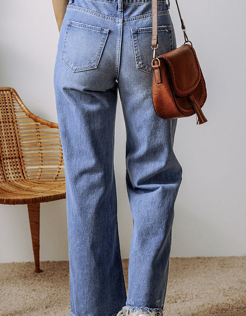 Load image into Gallery viewer, Distressed Straight Leg Jeans with Pockets
