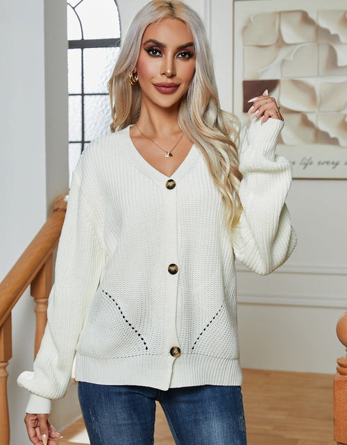 Load image into Gallery viewer, Button Up V-Neck Long Sleeve Cardigan
