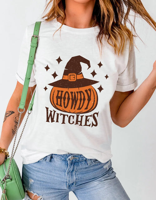 Load image into Gallery viewer, HOWDY WITCHES Round Neck Short Sleeve T-Shirt

