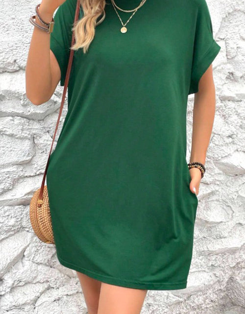 Load image into Gallery viewer, Pocketed Round Neck Short Sleeve Dress
