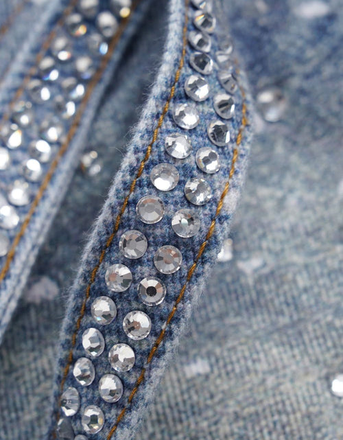Load image into Gallery viewer, Men's Washed Rhinestone Jeans with Rhinestone Belt
