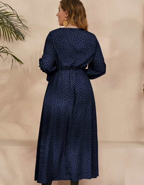 Load image into Gallery viewer, Honey Plus Size Ruffled Polka Dot Long Sleeve Midi Dress
