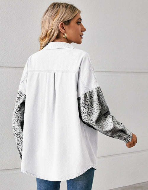 Load image into Gallery viewer, Leopard Button Up Denim Jacket
