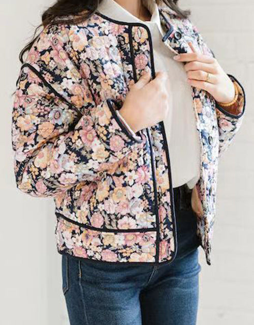 Load image into Gallery viewer, Floral Button Up Long Sleeve Winter Coat
