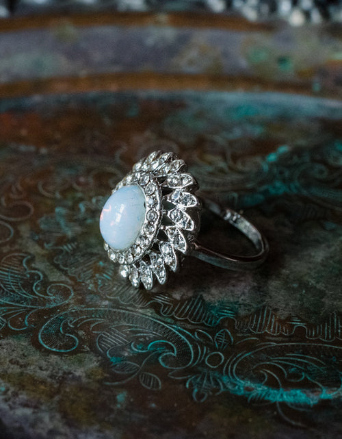 Load image into Gallery viewer, Vintage Jewelry Pinfire Opal Cocktail Ring in a 18k Gold Electroplated Setting Made in the USA by PVD Vintage Jewelry

