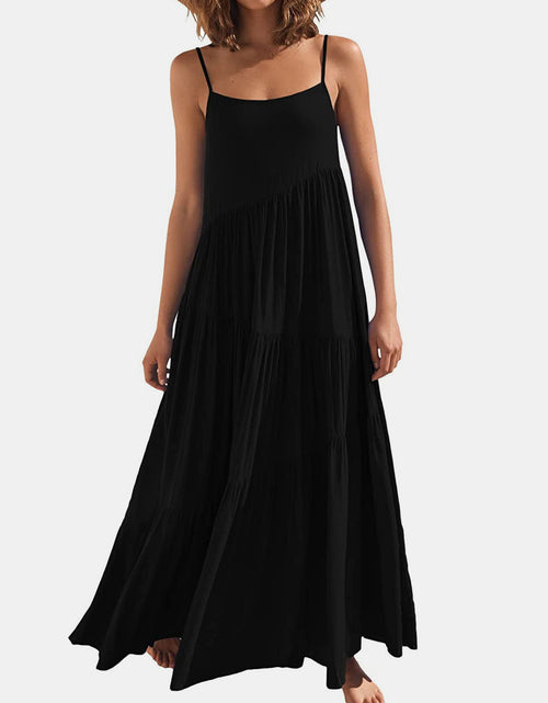 Load image into Gallery viewer, Full Size Ruched Tiered Spaghetti Strap Dress
