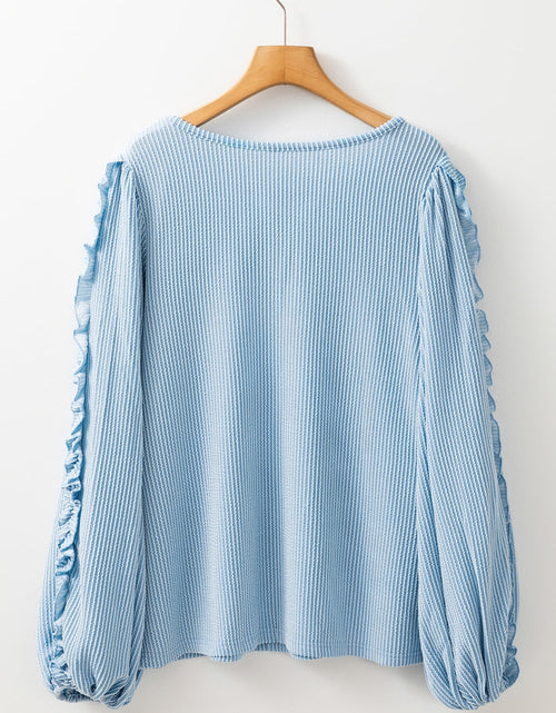 Load image into Gallery viewer, Frill Texture Round Neck Long Sleeve Sweatshirt
