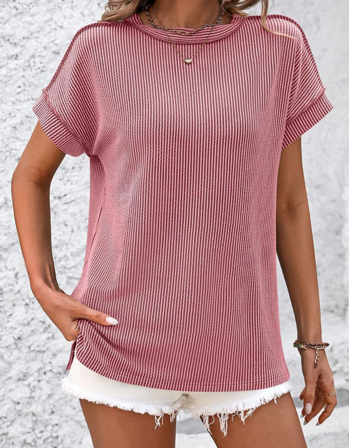 Load image into Gallery viewer, Mandy Striped Round Neck Short Sleeve T-Shirt
