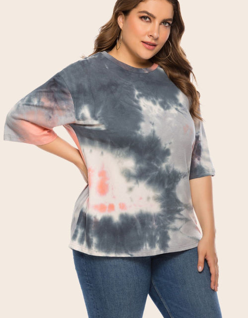 Load image into Gallery viewer, Plus Size Tie-Dye Half Sleeve Tee Shirt
