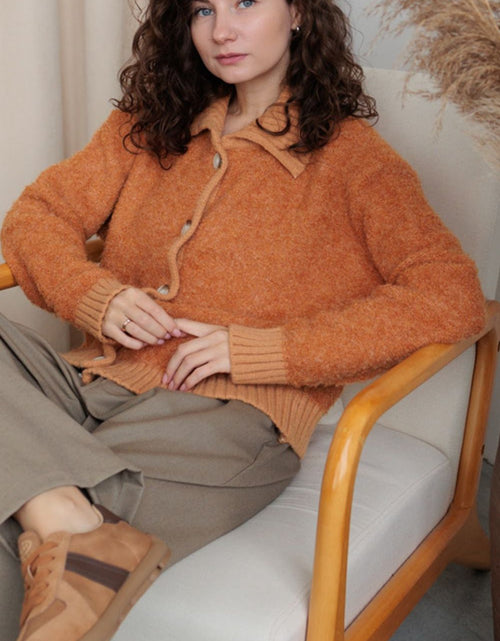 Load image into Gallery viewer, Collared Neck Button Down Long Sleeve Cardigan
