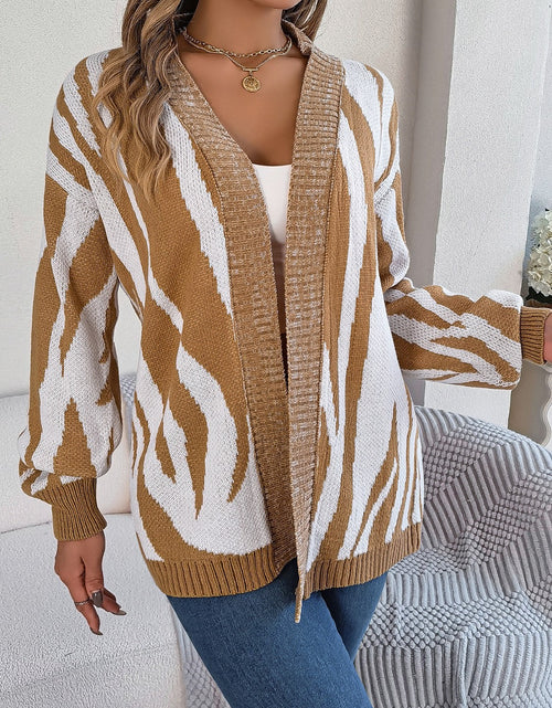 Load image into Gallery viewer, Open Front Animal Print Cardigan
