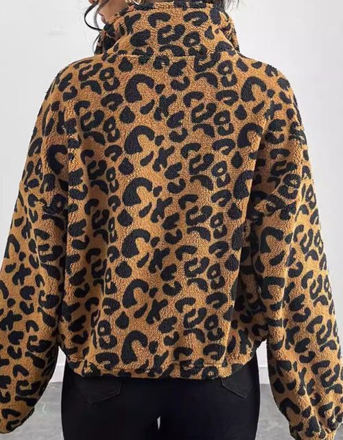 Load image into Gallery viewer, Leopard Zip Up Long Sleeve Jacket
