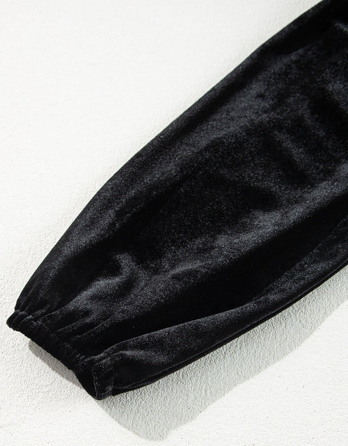 Load image into Gallery viewer, Surplice Long Sleeve Velvet Dress
