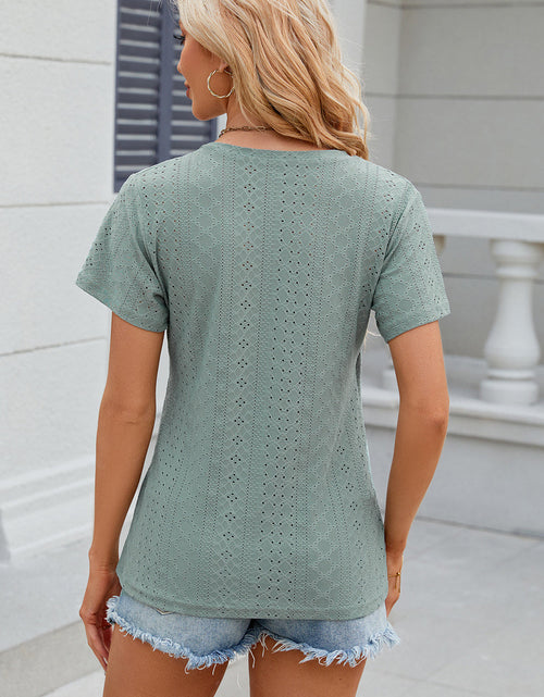 Load image into Gallery viewer, Eyelet Surplice Short Sleeve T-Shirt
