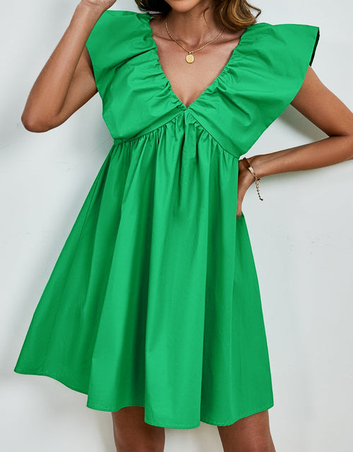 Load image into Gallery viewer, V-Neck Cap Sleeve Mini Dress
