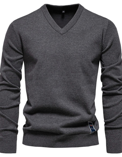 Load image into Gallery viewer, Men's Ribbed Hem V-Neck Long Sleeve Sweater
