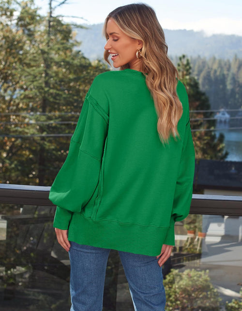 Load image into Gallery viewer, Slit Round Neck Long Sleeve Sweatshirt
