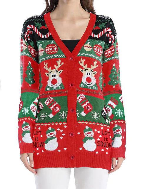 Load image into Gallery viewer, Reindeer Button Up Long Sleeve Cardigan
