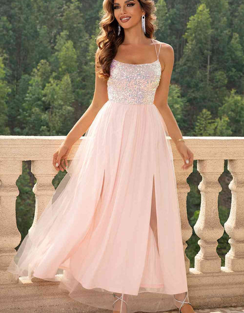 Load image into Gallery viewer, Lace-Up Backless Mesh Dress

