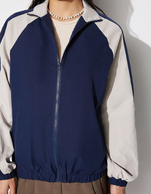 Load image into Gallery viewer, Contrast Zip Up Collared Neck Long Sleeve Jacket
