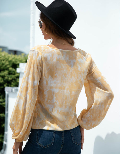 Load image into Gallery viewer, Tie-Dye Tied Balloon Sleeve Blouse
