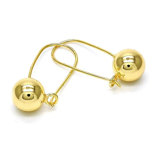 Load image into Gallery viewer, Leverback Earring, Ball Design, Polished Finish, Golden Tone

