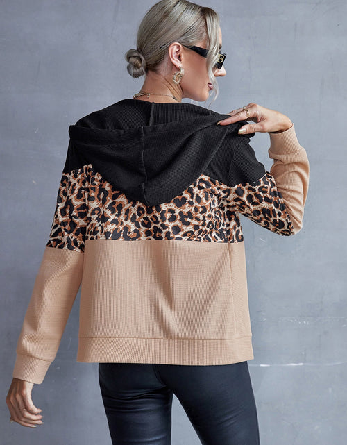 Load image into Gallery viewer, Ivy Lane Drawstring Leopard Zip Up Hooded Jacket
