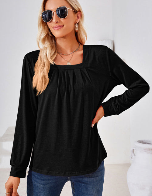 Load image into Gallery viewer, Square Neck Ruched Long Sleeve Blouse
