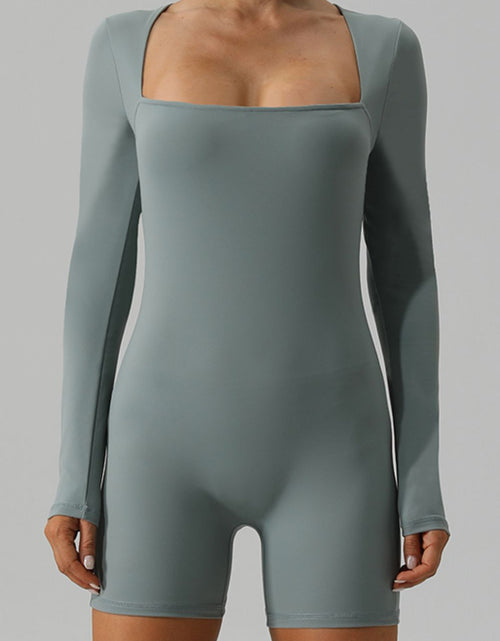 Load image into Gallery viewer, Square Neck Long Sleeve Active Romper
