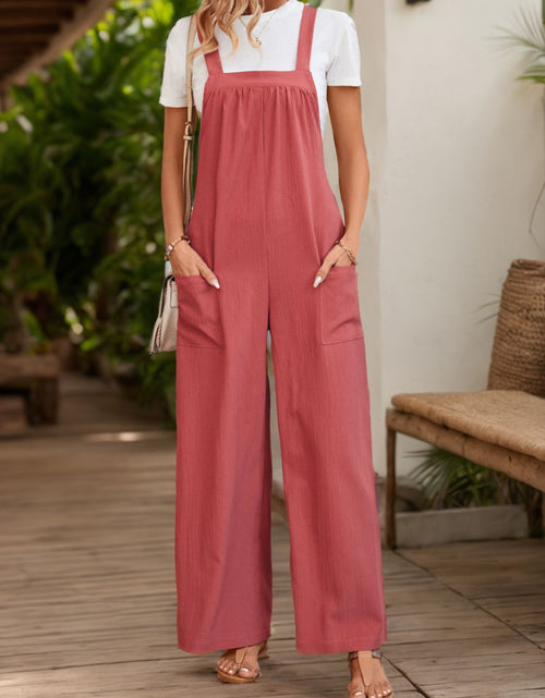 Load image into Gallery viewer, Perfee Square Neck Wide Strap Overalls
