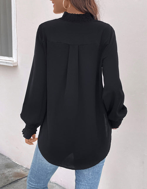 Load image into Gallery viewer, Perfee Smocked Notched Long Sleeve Blouse
