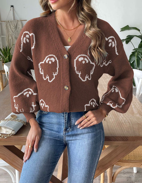 Load image into Gallery viewer, V-Neck Dropped Shoulder Cardigan
