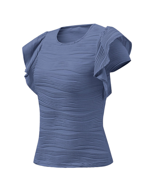 Load image into Gallery viewer, Textured Round Neck Cap Sleeve Top
