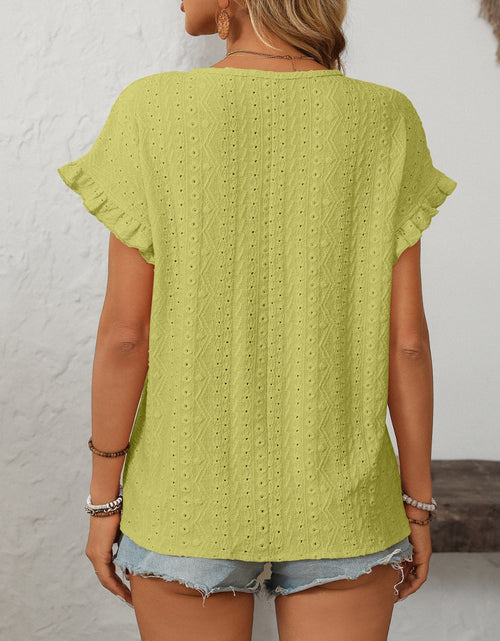 Load image into Gallery viewer, Mandy Eyelet Round Neck Short Sleeve Top
