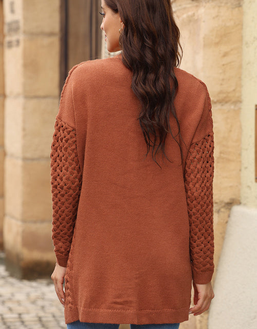 Load image into Gallery viewer, Open Front Dropped Shoulder Cardigan with Pockets
