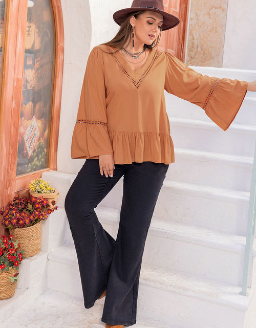Load image into Gallery viewer, Plus Size V-Neck Peplum Blouse
