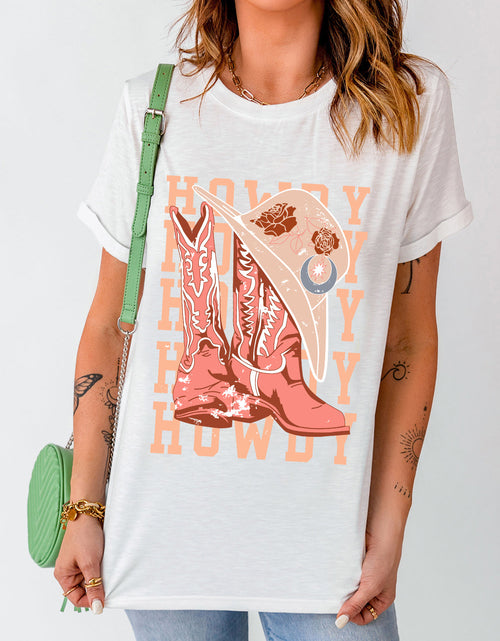 Load image into Gallery viewer, Graphic Round Neck Short Sleeve T-Shirt
