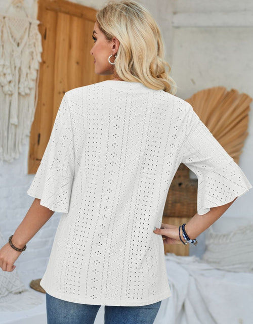 Load image into Gallery viewer, Eyelet Notched Half Sleeve T-Shirt
