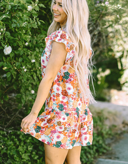 Load image into Gallery viewer, Ruffled Printed Cap Sleeve Mini Dress
