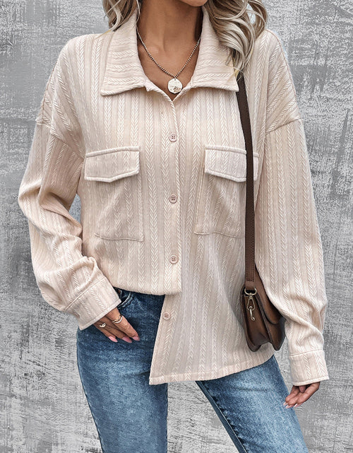 Load image into Gallery viewer, Pocketed Button Up Dropped Shoulder Jacket
