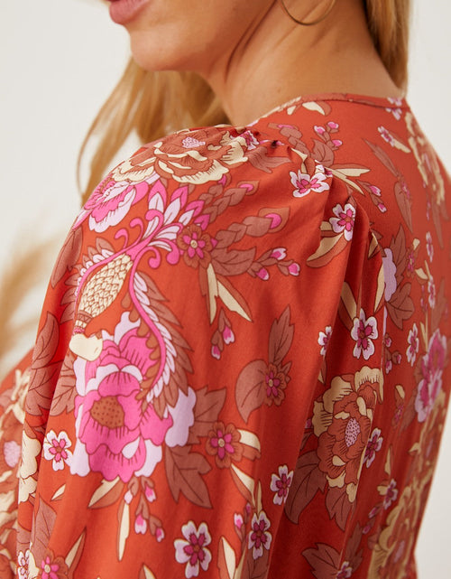 Load image into Gallery viewer, Floral Tie Neck Half Sleeve Dress
