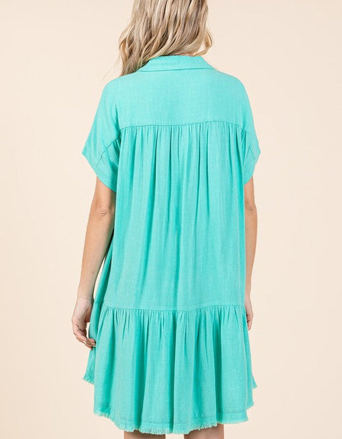 Load image into Gallery viewer, Mittoshop Linen Blend Button Down Shirt Mini Dress
