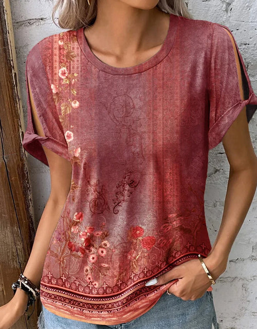 Load image into Gallery viewer, Printed Round Neck Short Sleeve T-Shirt
