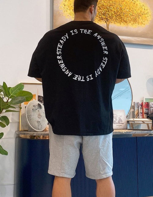 Load image into Gallery viewer, Men's Plus Size Letter Round Neck Half Sleeve T-Shirt
