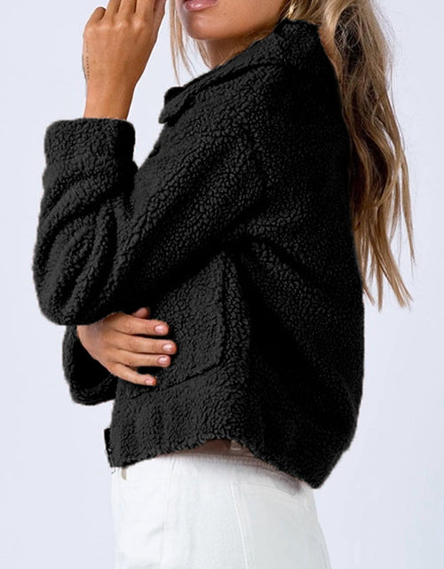 Load image into Gallery viewer, Long Sleeve Collared Neck Sherpa Jacket
